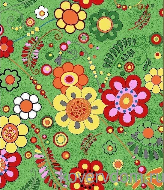 Детский ковер-палас ПОЛЕВЫЕ ЦВЕТЫ 1177-51 зеленый 